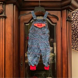Vtg OshKosh B'gosh Baby Overalls 18 Months Geometric Jean Vestbak Union Made USA